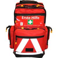 Notfallrucksack Medicus / PRO  -M- LEER - rot aus Nylon mit wei&szlig;en Reflexstreifen