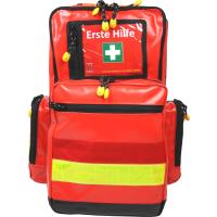 Notfallrucksack Medicus / PRO  -M- LEER - rot aus Plane mit gelben Reflexstreifen