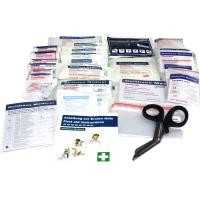 Erste Hilfe Notfallrucksack Pflegeheim  - mit Verbandmittelsortiment DIN 13157 &amp; autom. Blutdruckmessger&auml;t aus Nylonmaterial mit wei&szlig;en Reflexstreifen