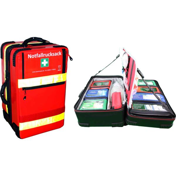 Notfallrucksack "Premium-X1" Arztpraxis mit allen erforderlichen Notfallartikeln gem. DIN 13232