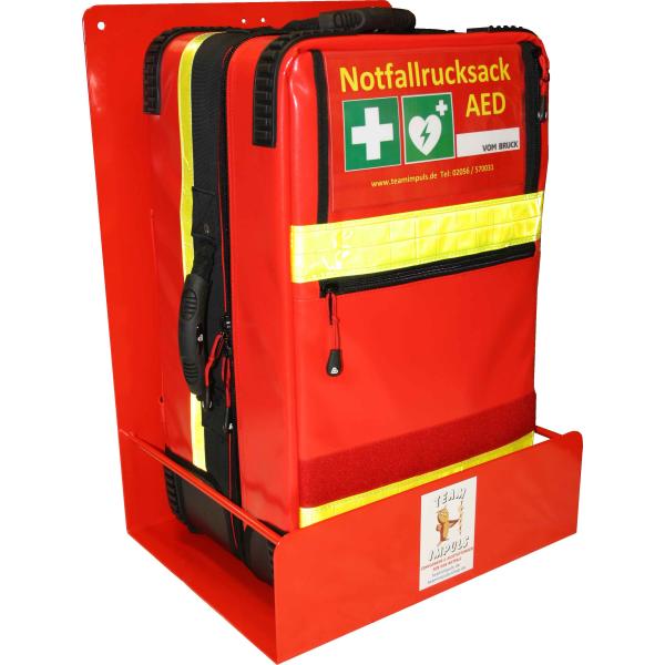 AED Notfallrucksack Premium X1 mit Notfallartikeln & Wandhalterung