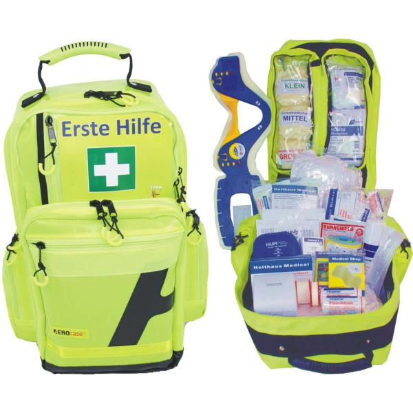Erste Hilfe Notfallrucksack Sport, Sportvereine, Freizeit, Event & Freizeit - gelbes Planenmaterial mit gelben Reflexstreifen