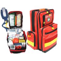 Erste Hilfe Notfallrucksack Sport  Freizeit &amp; Event - Planenmaterial Rot - Gelbe Reflexstreifen