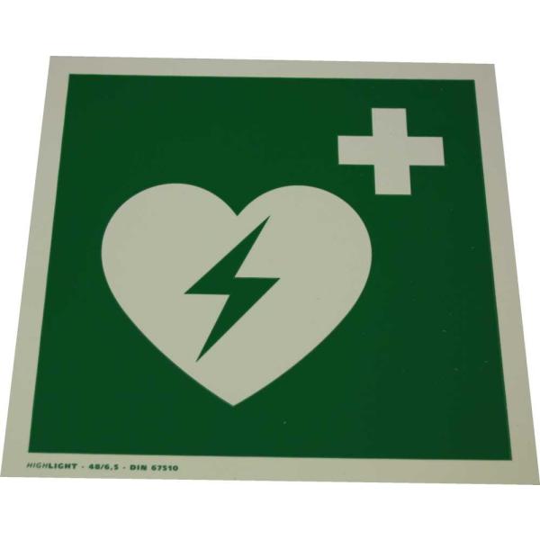 AED Hinweisschild Rettungszeichen Flachschild