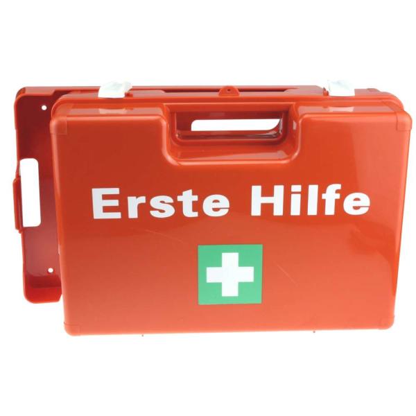 Erste Hilfe Koffer SAN orange mit Wandhalterung & Verbandmittel-Sortiment DIN 13157