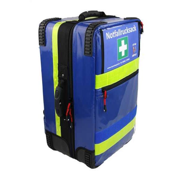 AED Notfallrucksack Premium X1 BLAU mit Notfallartikeln & Wandhalterung