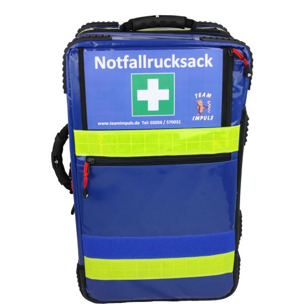 Notfallrucksack "Premium-X1" in blau - Arztpraxis mit allen erforderlichen Notfallartikeln gem. DIN 13232