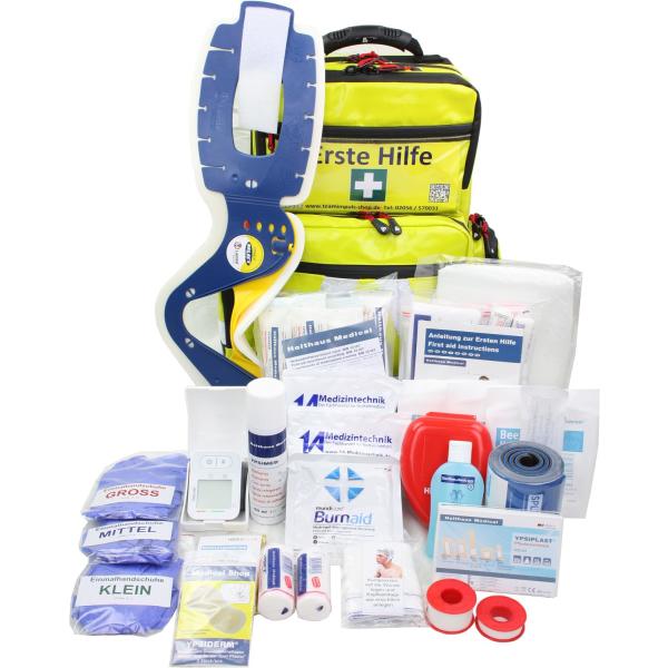 Erste Hilfe Notfallrucksack Schulsanitäter mit man. Blutdruckmessgerät & Stethoskop ROTE Plane