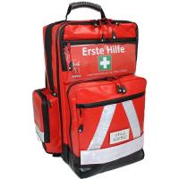 Erste Hilfe Notfallrucksack FEUERWEHR mit DIN 14142 Planenmaterial Rot Wei&szlig;e Reflexstreifen