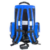 Notfallrucksack / Einsatzrucksack THW  -M- LEER - blau aus Plane mit wei&szlig;en Reflexstreifen und Waterstop Rei&szlig;verschl&uuml;ssen
