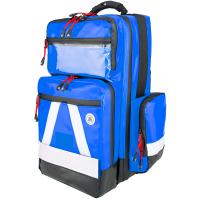 Notfallrucksack / Einsatzrucksack THW  -M- LEER - blau aus Plane mit wei&szlig;en Reflexstreifen und Waterstop Rei&szlig;verschl&uuml;ssen