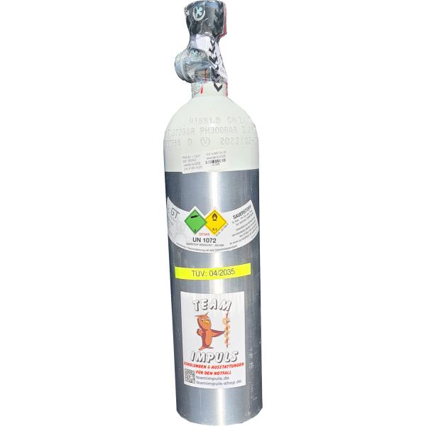Sauerstoffflasche 1,8 Liter - Aluminium - 360 Gasliter O2 - Sonderverkauf - gebraucht mit neuem TÜV und neuer Füllung