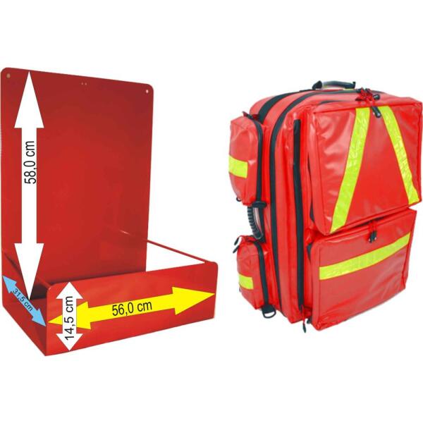Wandhalterung für Notfallrucksäcke H:66 x B:58 x T:32,5 cm z.B. für Extensive / Medicus XL / Profi