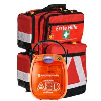 Notfallrucksack EASY mit AED Nihon Kohden 3100 &amp; Wandhalterung